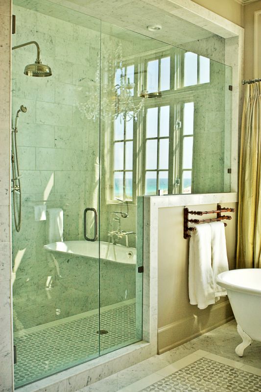 Tile and Glass Shower Walls
